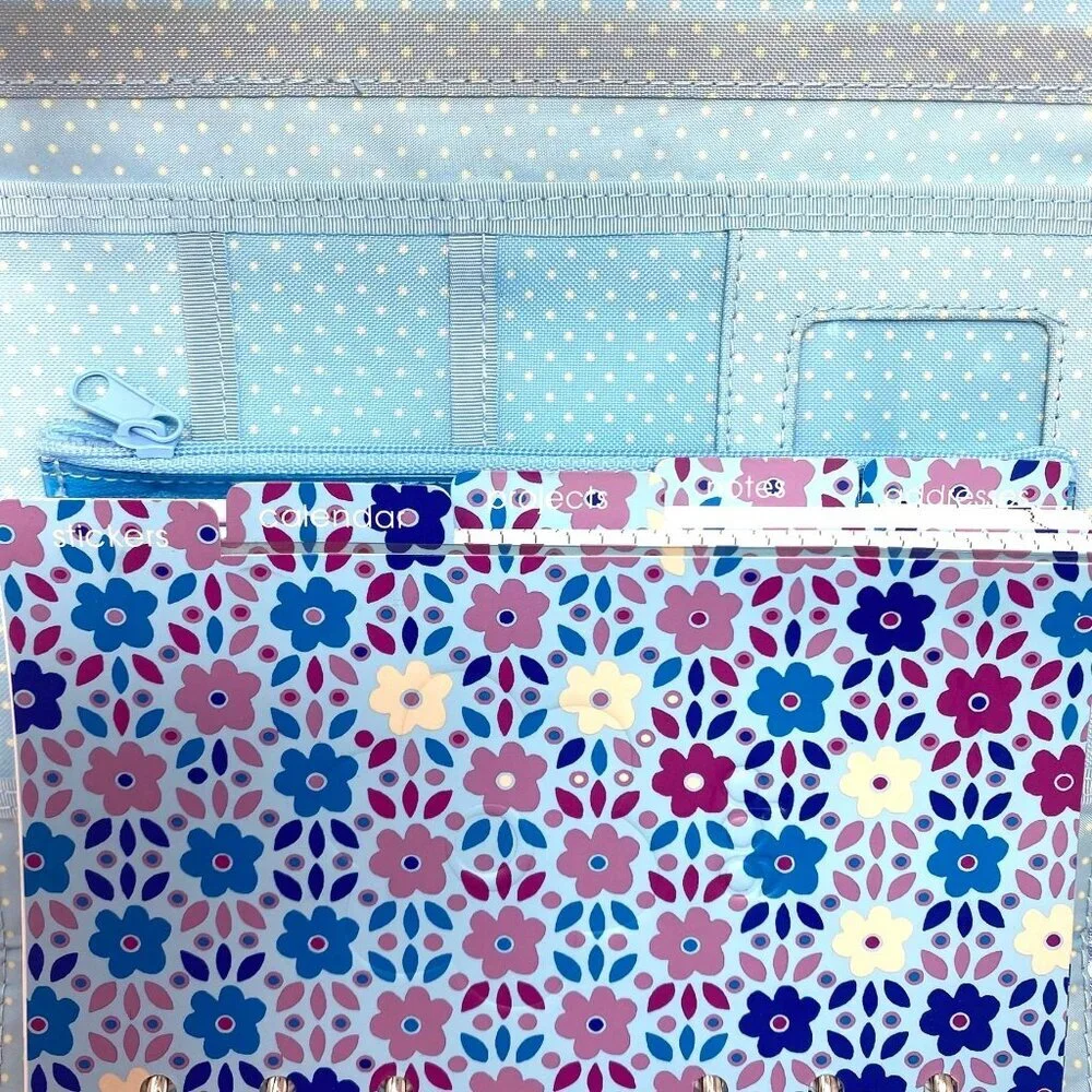 Vintage GAP Day Calendar Planner Markers Binder Blue Geometric Flowers NWOT